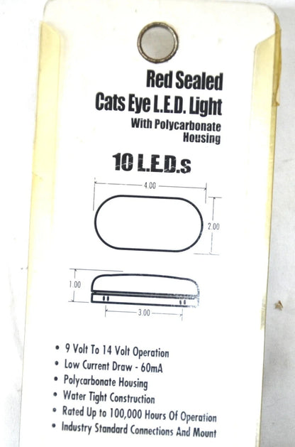 Red Lens 10 LED Cats Eye Light for Universal Vehicles (049-13532)