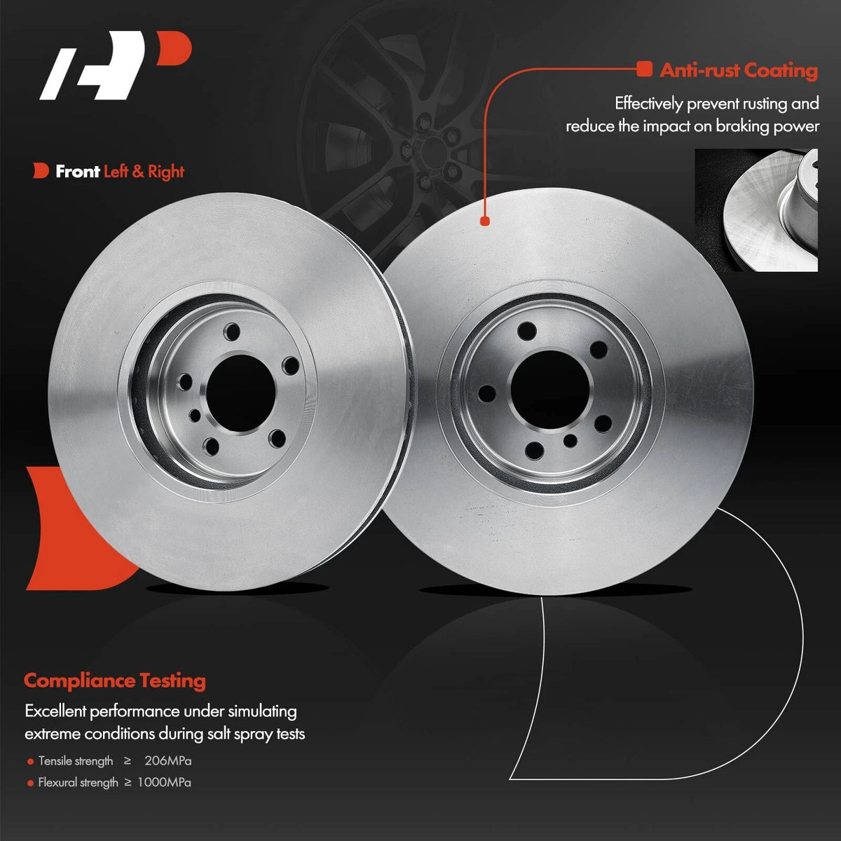 Set of 2 Vented Disc Brake Rotors for BMW X5 X6 (2011–2019) 12134112
