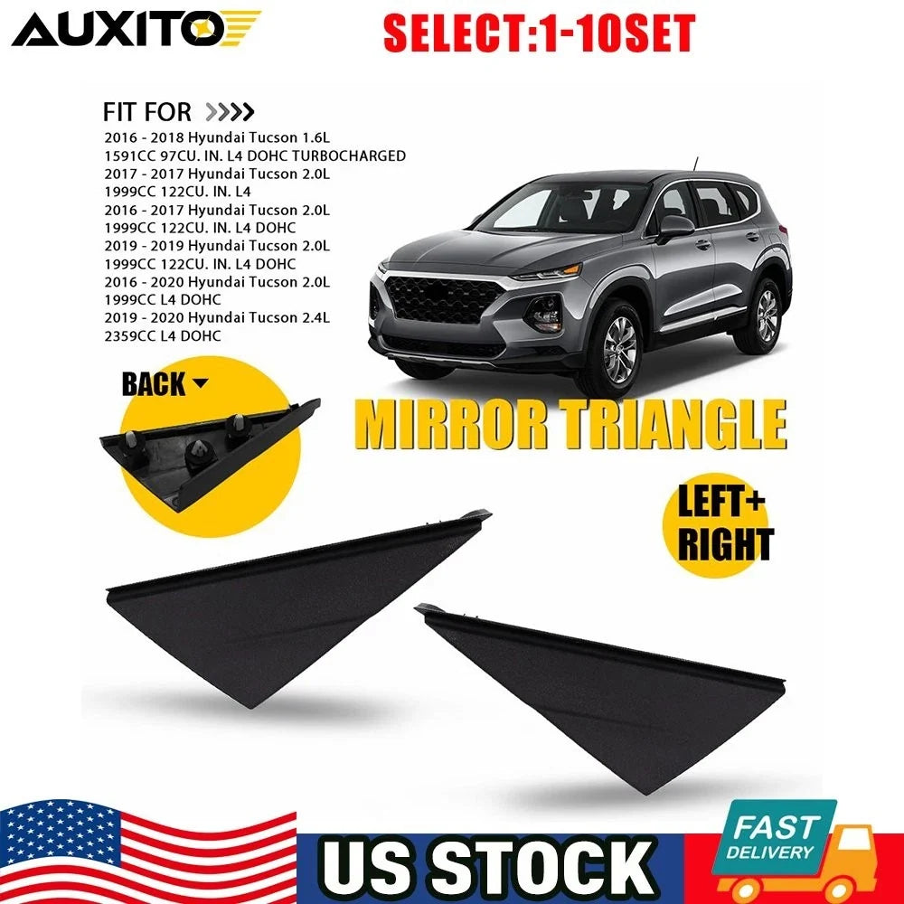 Set of 2 Black Mirror Corner Triangle Covers for Hyundai Tucson (2016–2020)