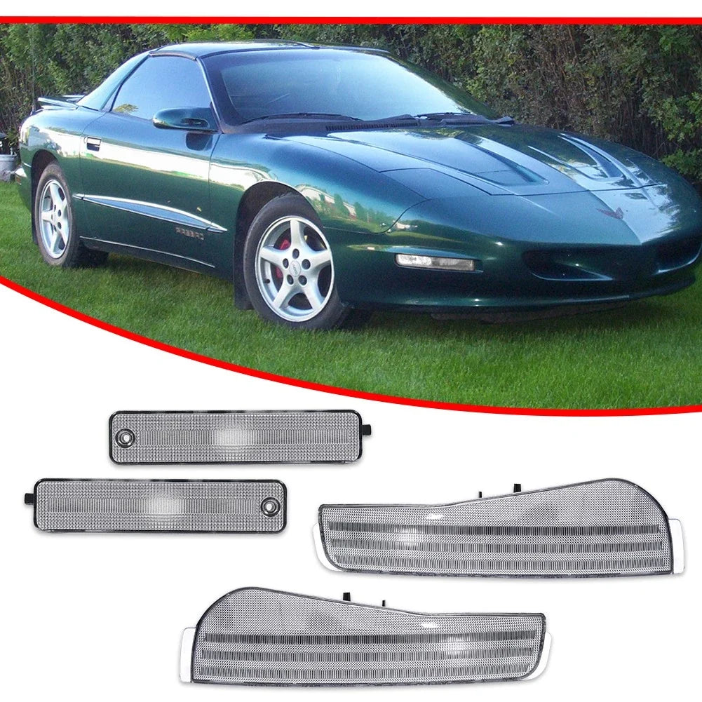Set of 4 Clear Bumper Signal & Rear Side Markers for Pontiac Firebird (1993–1997)