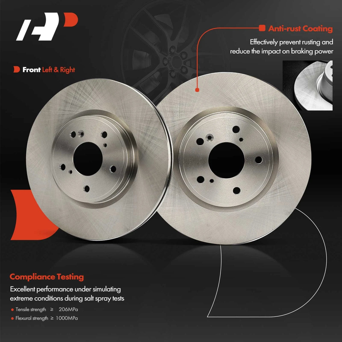 Set of 2 Front Side Disc Brake Rotors for Honda CR-V (2017–2023) BD180726E, 982124R, 32040096F, 982124FZN, 12140096