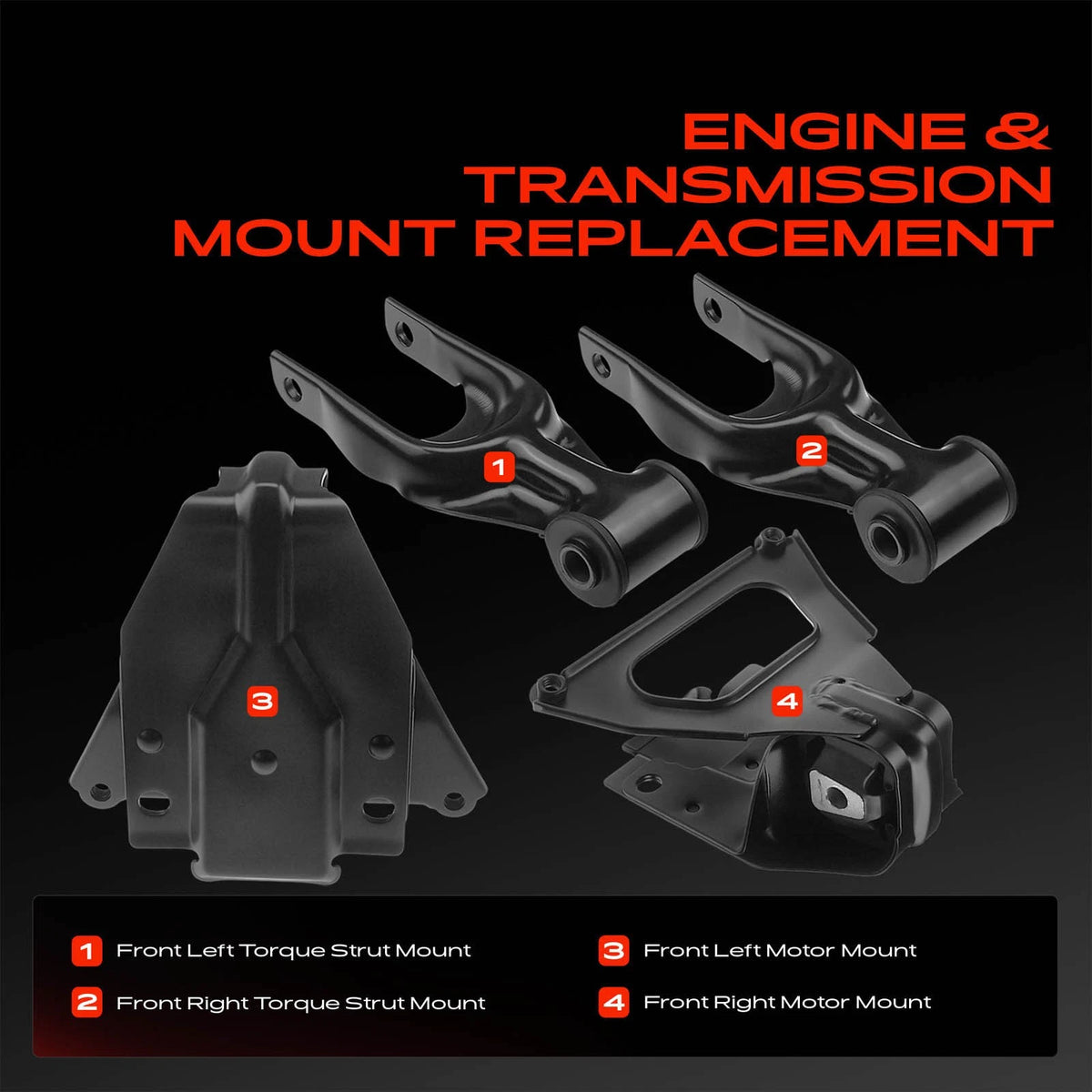 Set of 4 Engine Motor & Trans. Mounts for Chevy Impala (2000–2005) A5309, A2866, 3088, 2866