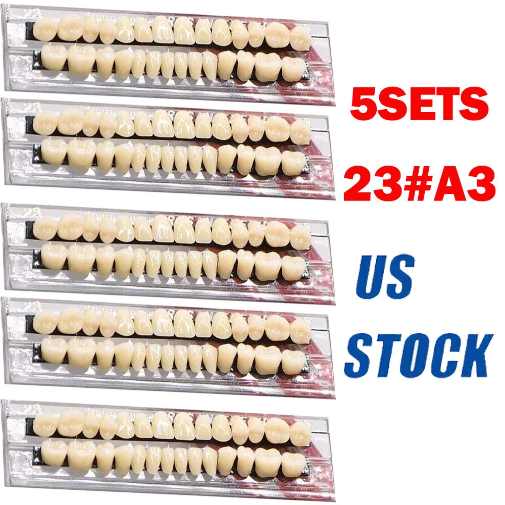 Set of 5 Dental Acrylic Resin Denture Shade #23 A3 Upper Lower Full Set