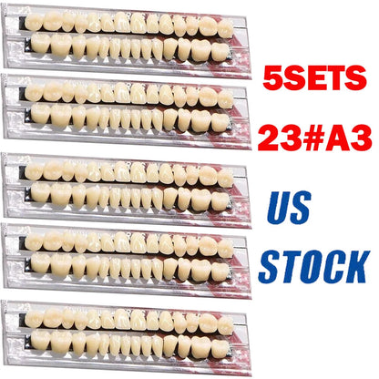 Set of 5 Dental Acrylic Resin Denture Shade #23 A3 Upper Lower Full Set