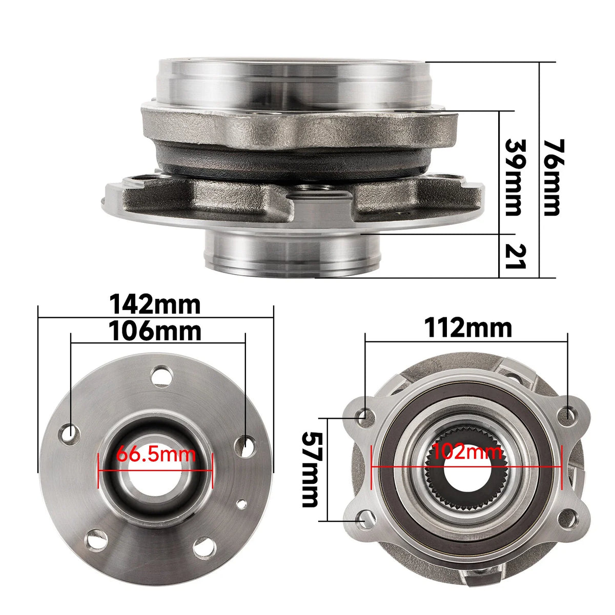 Front Wheel Bearing and Hub Assembly for Audi A4 A5 Q5 S5 (2009–2016) Repl#513301