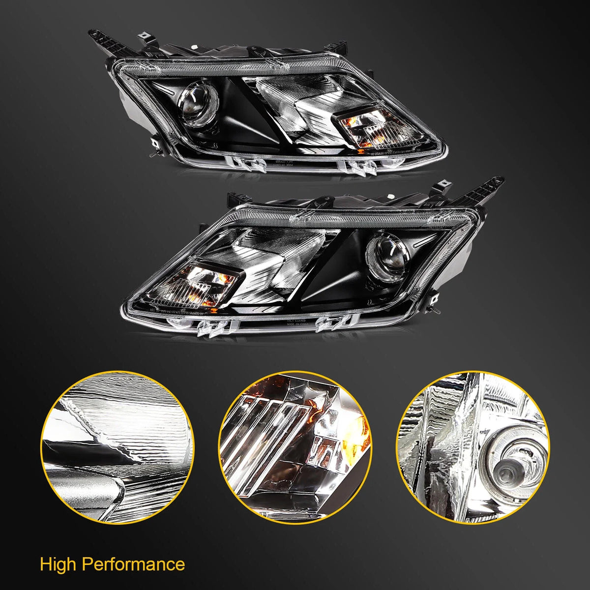 Headlight Assembly for Ford Fusion (2010–2012) Black Housing Projector
