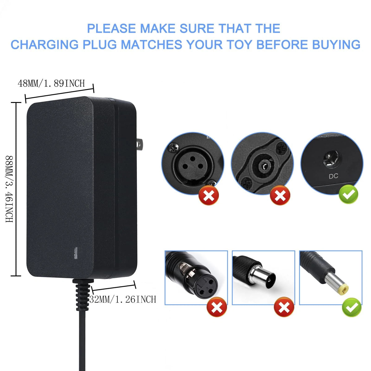 24V Charger for Kids Ride On Toys Car