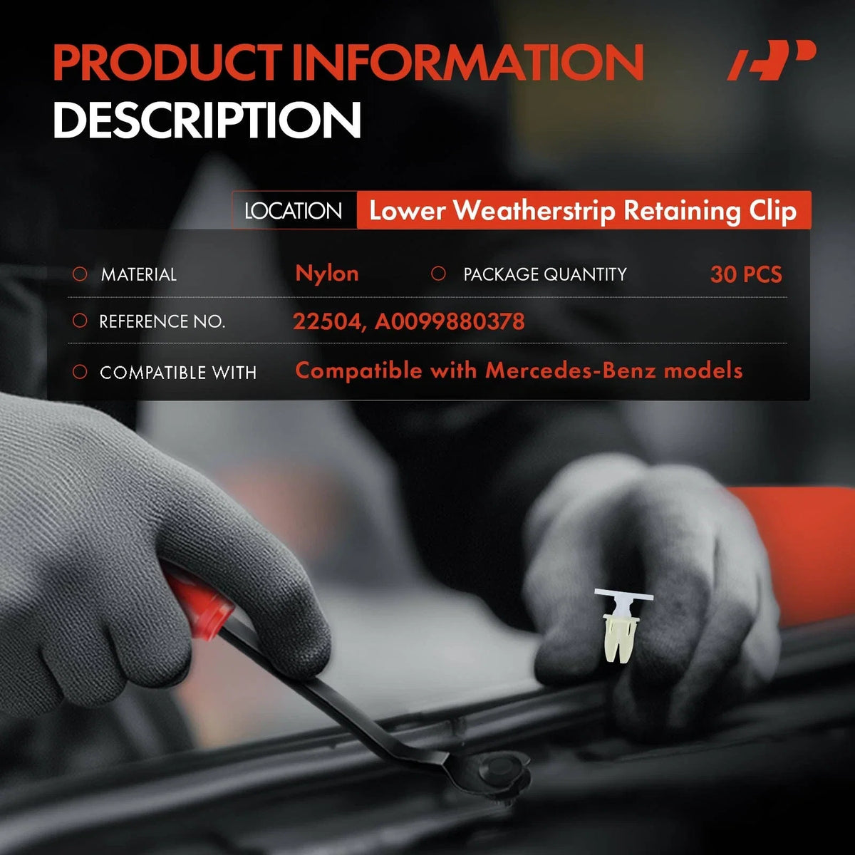 30Pcs Nylon Weatherstrip Trim Clips for Mercedes-Benz