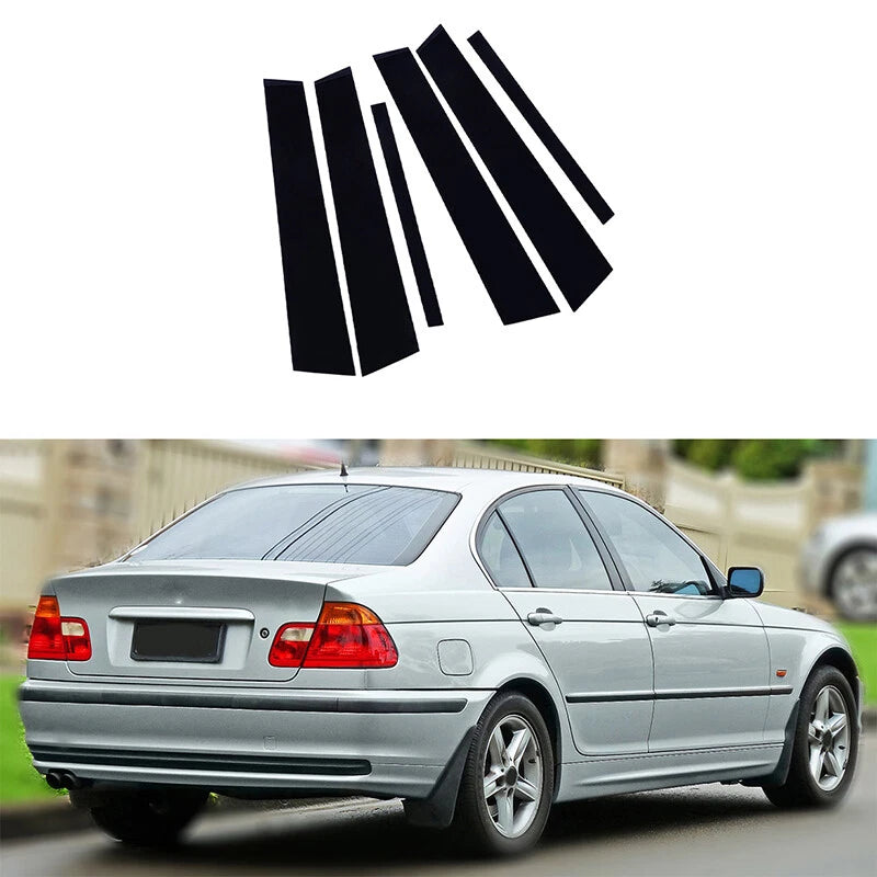 Door Window Pillar Posts Trim Cover Decal for BMW E46 4-Door Sedan (1999–2005)