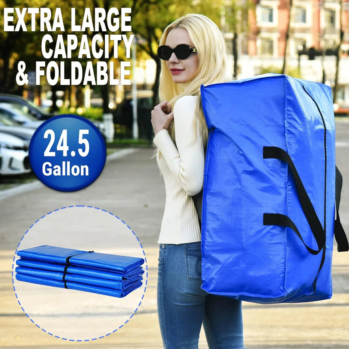 Set of 4 Heavy Duty Extra Large Moving Bags with Zippers and Handles