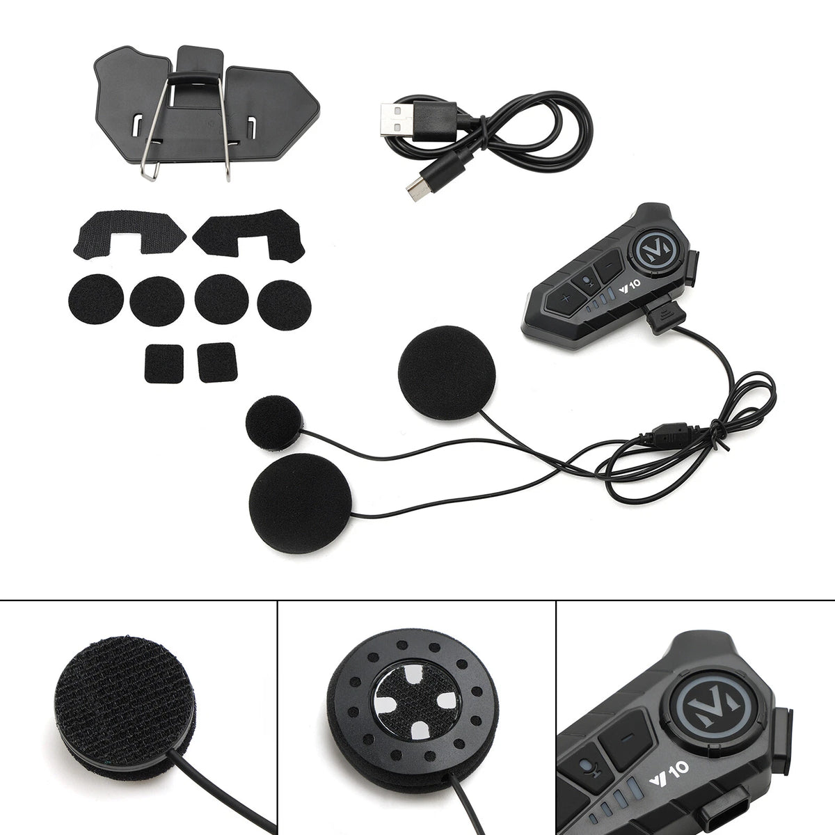 Bluetooth Earphone Headset for Motorcycle Universal Black (M534-B001-A)