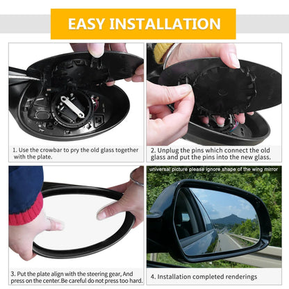 Right Side White Mirror Glass w/ Back Non-heated for Honda Accord (2018–2022)