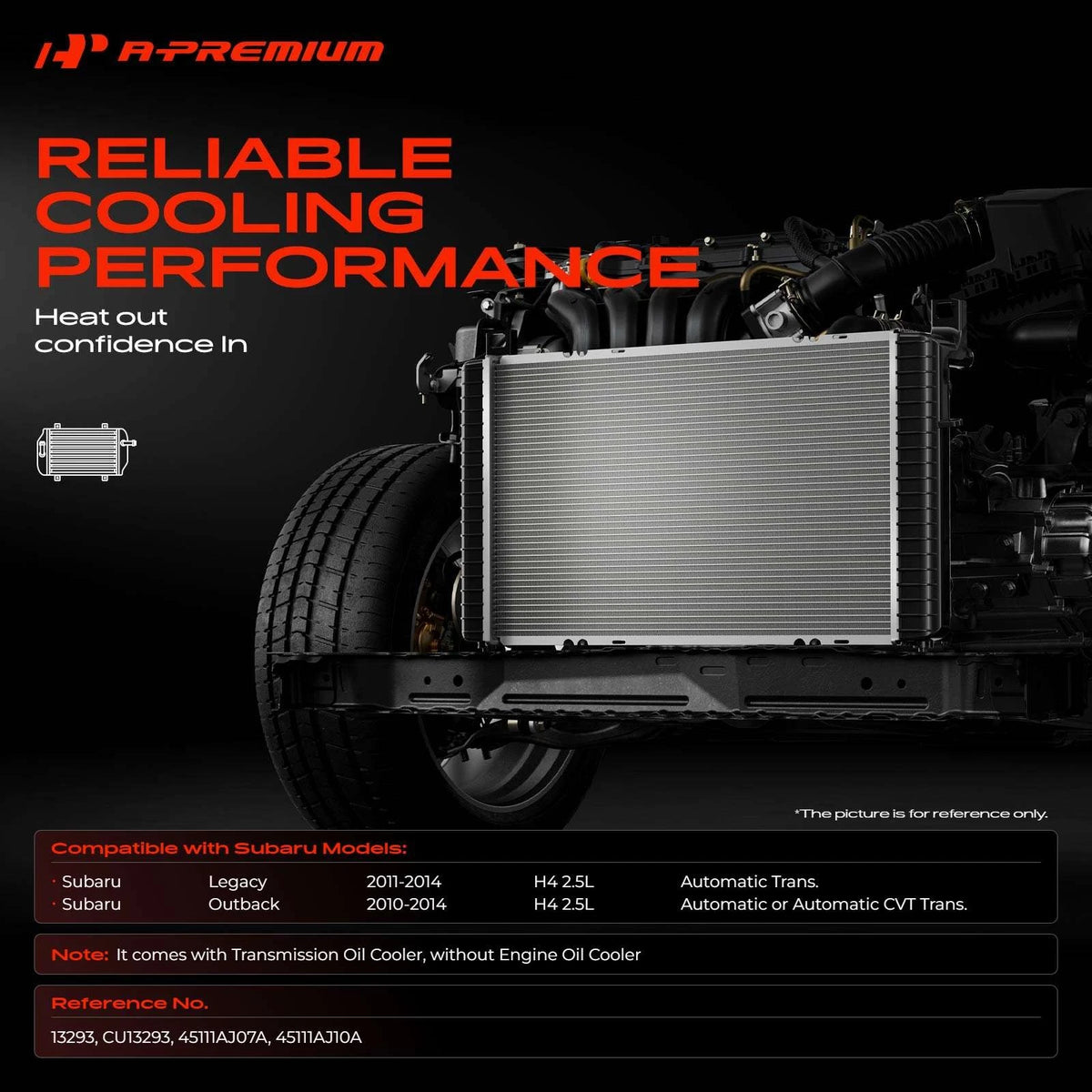A-Premium Aluminum Radiator for Subaru Outback Legacy (2010–2014) 45111AJ07A, 45111AJ10A, 13293