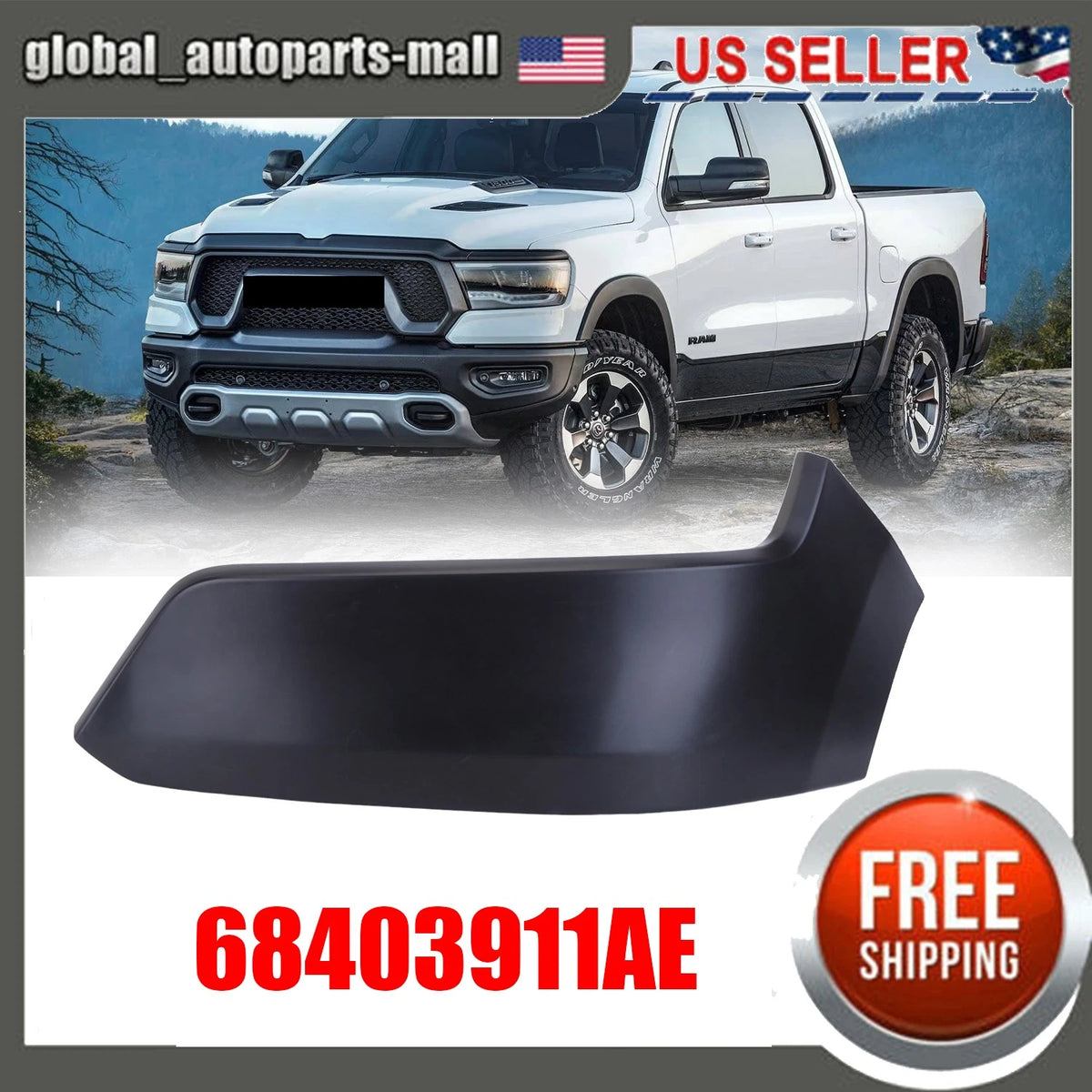 Bumper End for Ram 1500 (2019–2022) 68403911AE, CH1016103