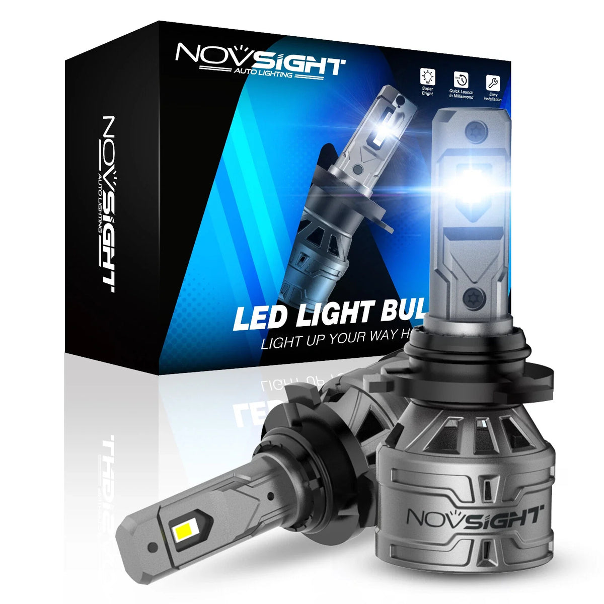2X NOVSIGHT 9006 HB4 LED Headlight Bulbs 300% Brighter 6500K for