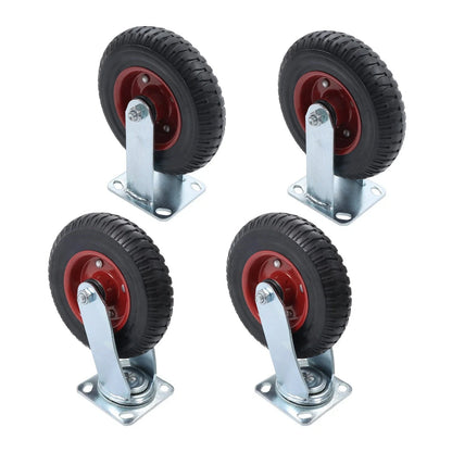Set of 4 Heavy-Duty 8" Rubber Casters for Cart (Fixed & Swivel)