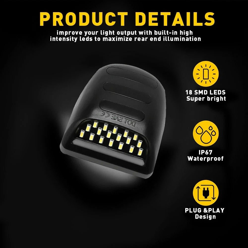 2X AUXITO LED License Light for Chevy Silverado GMC Sierra 1500 2500 3500 (2014–2023)