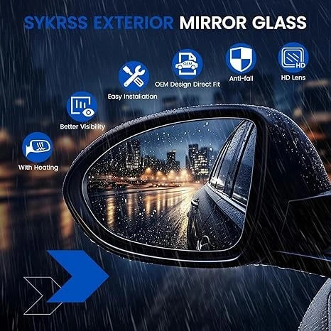 LH Heated Mirror Glass for Ford Super Duty F-250 F-350 (2017–2022)