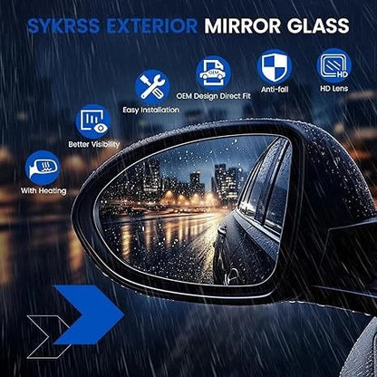 LH Heated Mirror Glass for Ford Super Duty F-250 F-350 (2017–2022)