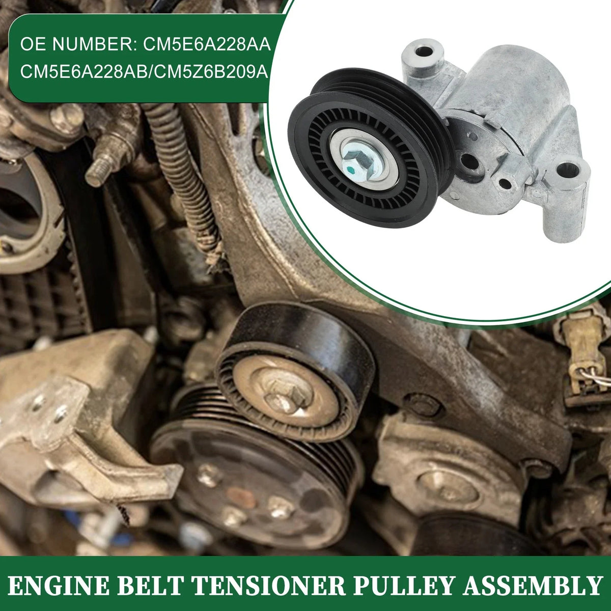 Engine Belt Tensioner Pulley for Ford Focus Ecosport (2012–2018) No.CM5E6A228AA