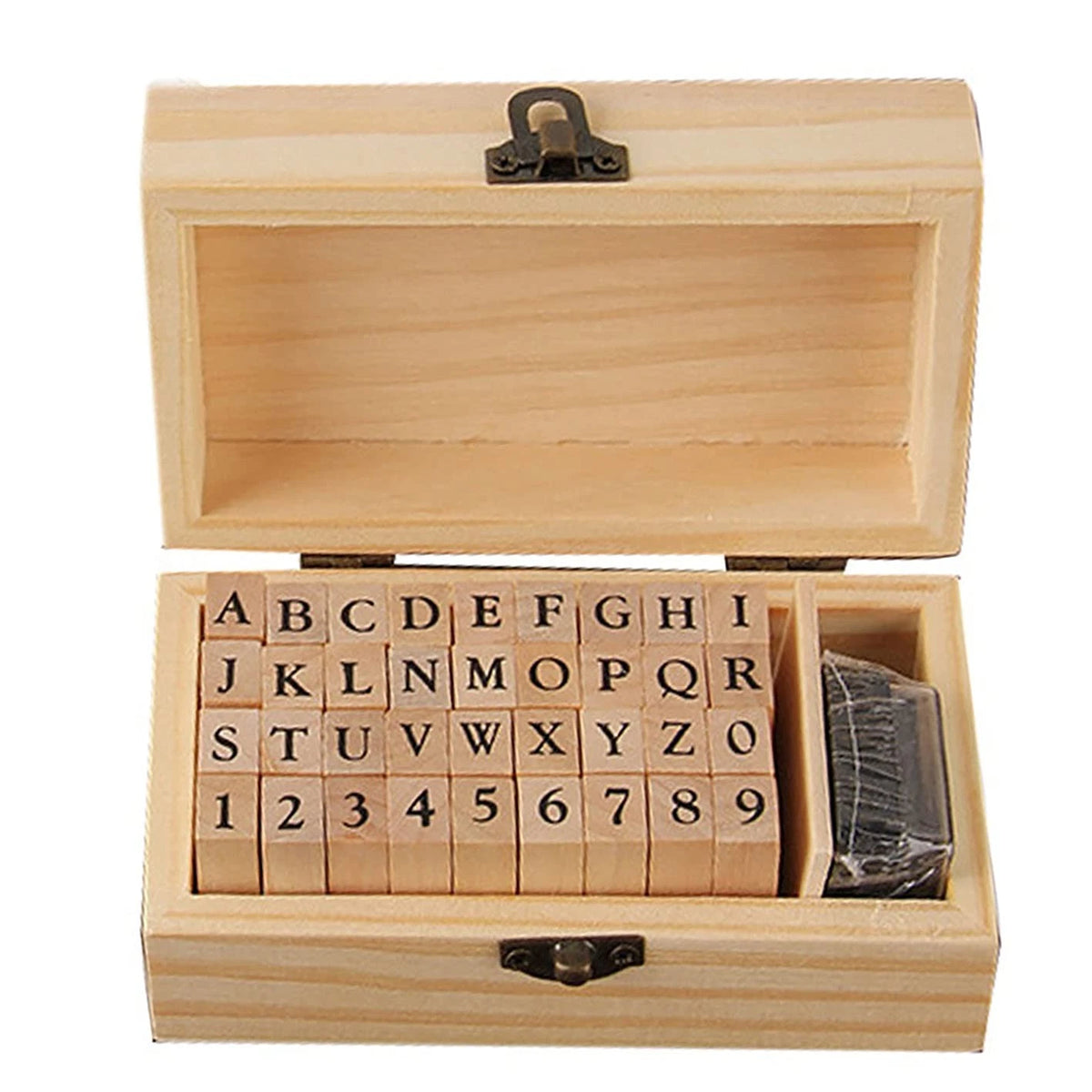 Pack of 36 Small Wooden Rubber Stamps for Crafting (No Part Numbers)