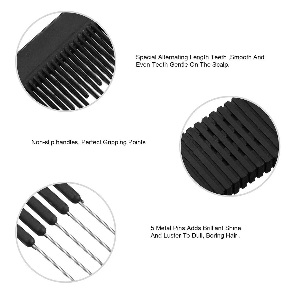 3 Pack Carbon Lift Teasing Combs for Women Hair