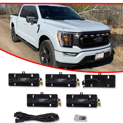 Set of 5 LED Amber Front Grille Lights for Ford F150 (2021–2023)