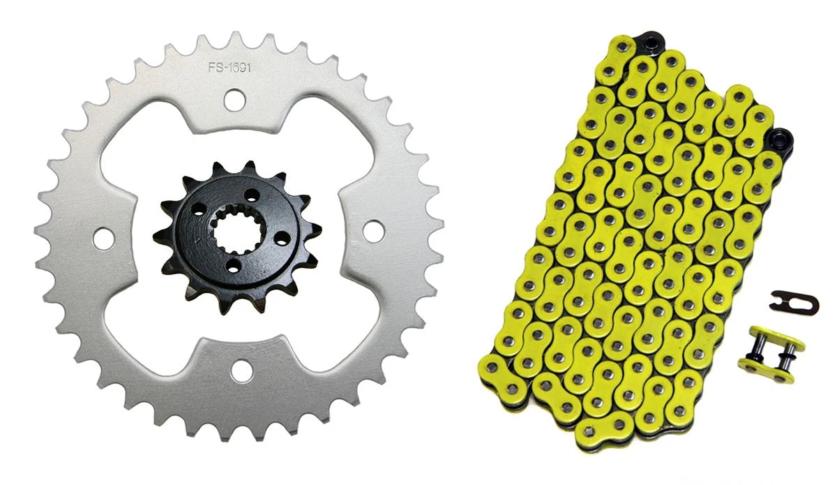 Yellow 520x94 Drive Chain & 14/37 Sprockets for Polaris Predator 500 (2003–2004) K16571691520NZY94