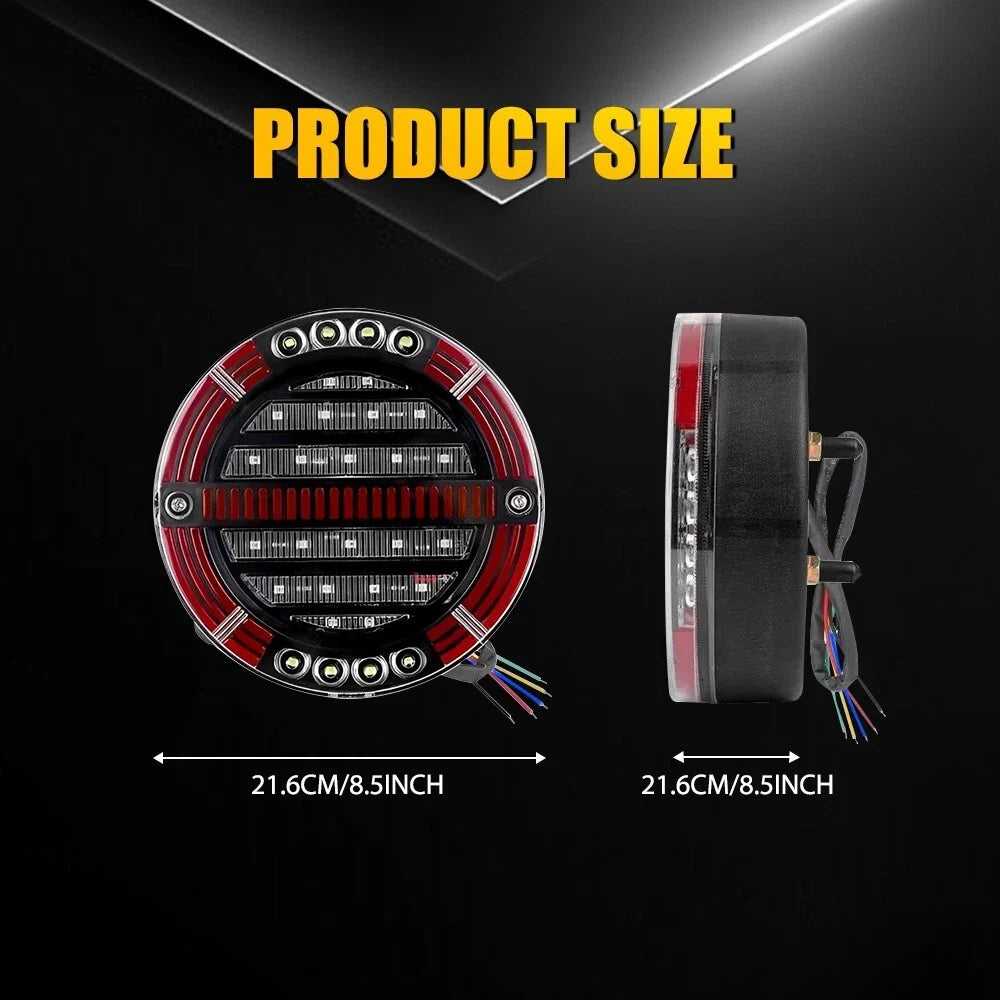 2X 5.5" Round Red/Amber LED Tail Lights for Truck Trailer Bus