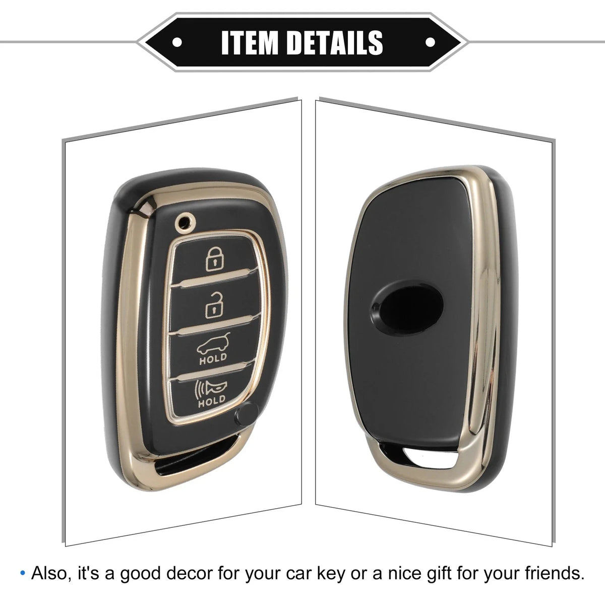 Set of 4 Key Fob Covers for Hyundai Elantra Sonata (TPU, Black)