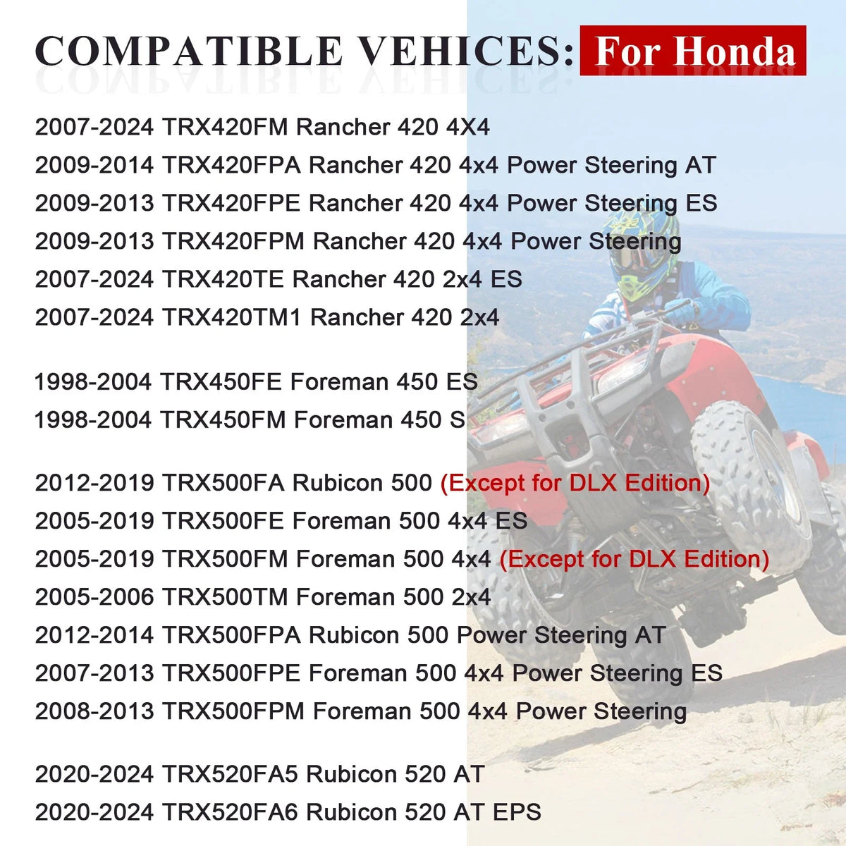 Set of 4 Wheel Center Caps for Honda Rancher 420 TRX420 (2007–2024)