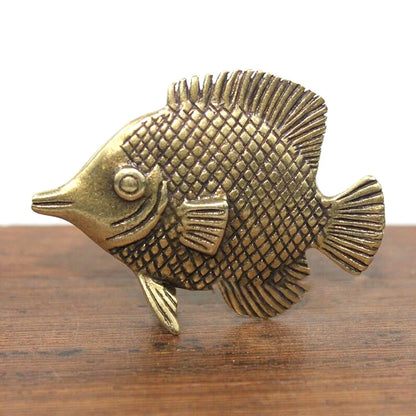 Brass Fish Figurine for Home Office Desktop Decoration