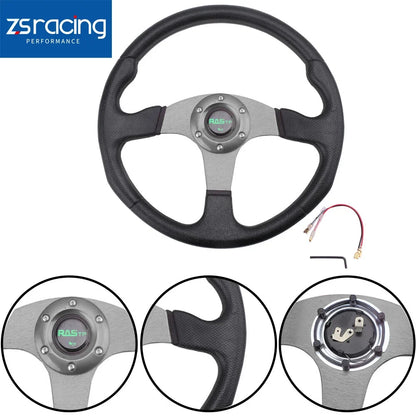 6 Bolt 14" 340MM Universal Drifting Racing Steering Wheel Aluminum Gray