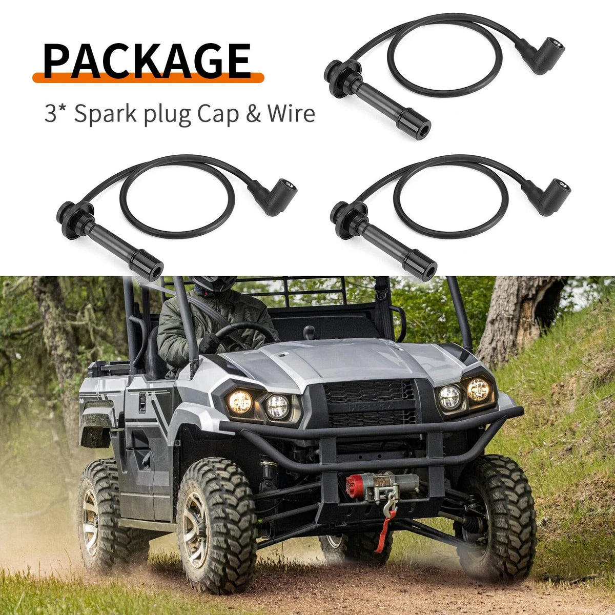 Spark Plug Cap & Wire for Kawasaki Mule PRO-FX PRO-FXT (2015–2023) 21150-0013