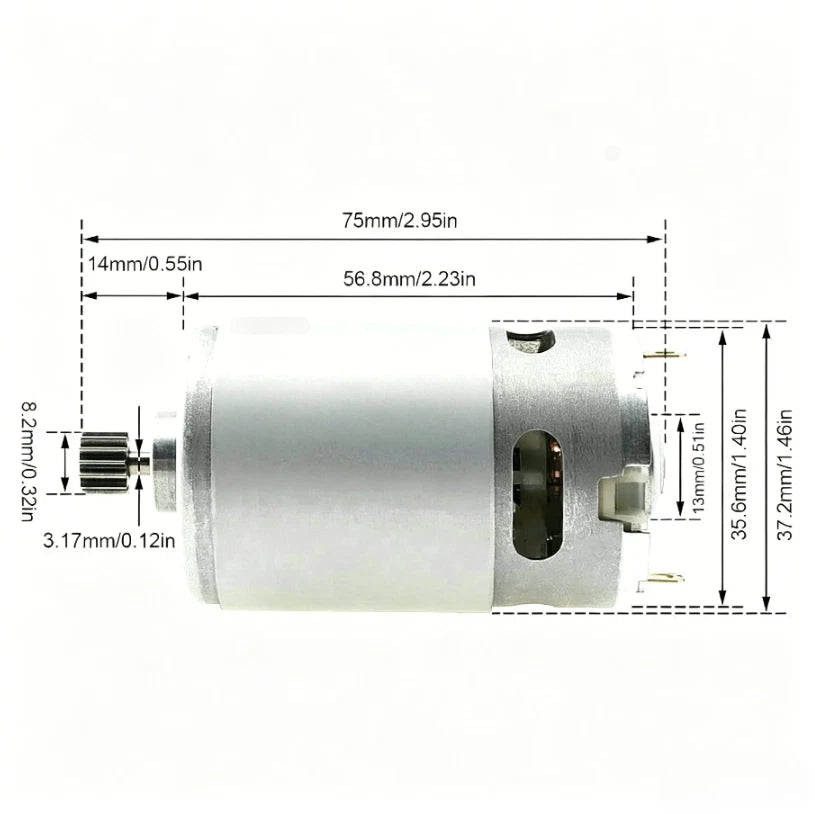 RS550 DC Motor 12–15 Teeth 21V Geared 28000RPM for Lithium Chainsaw