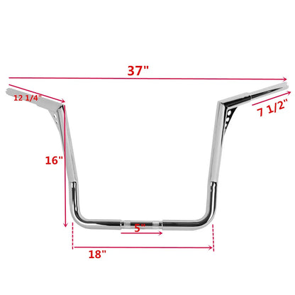 16" Rise 1-1/4" Ape Hanger Handlebar for Harley Touring (2009–2023)