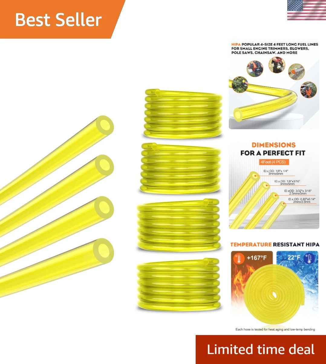Fuel Hose Tubing for Small Engine Maintenance (4 Sizes)