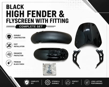 Black High Fender & Flyscreen for Triumph Scrambler 400x (36TA0178, 36TA0148, 36TA0183)