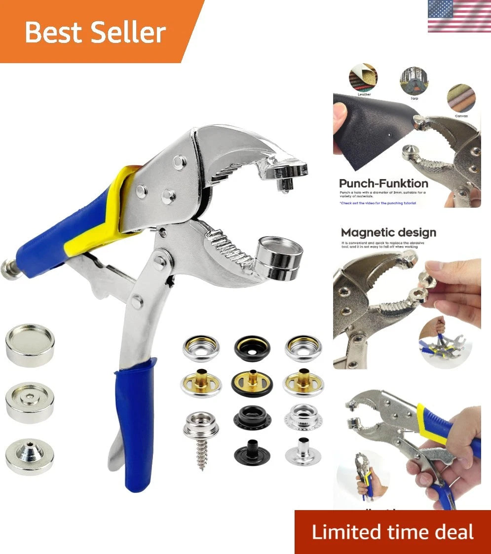 Heavy-Duty Snap Fastening Tool with Magnetic Mold Head & Punch