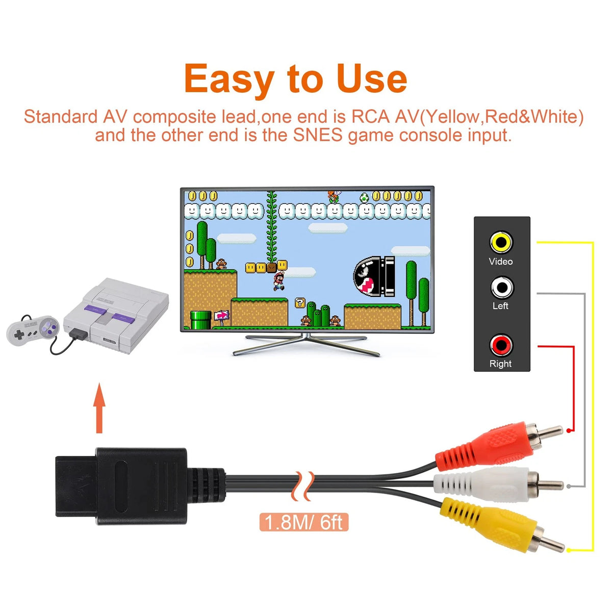 Power Supply and AV Cable for SNES (1990–1999)