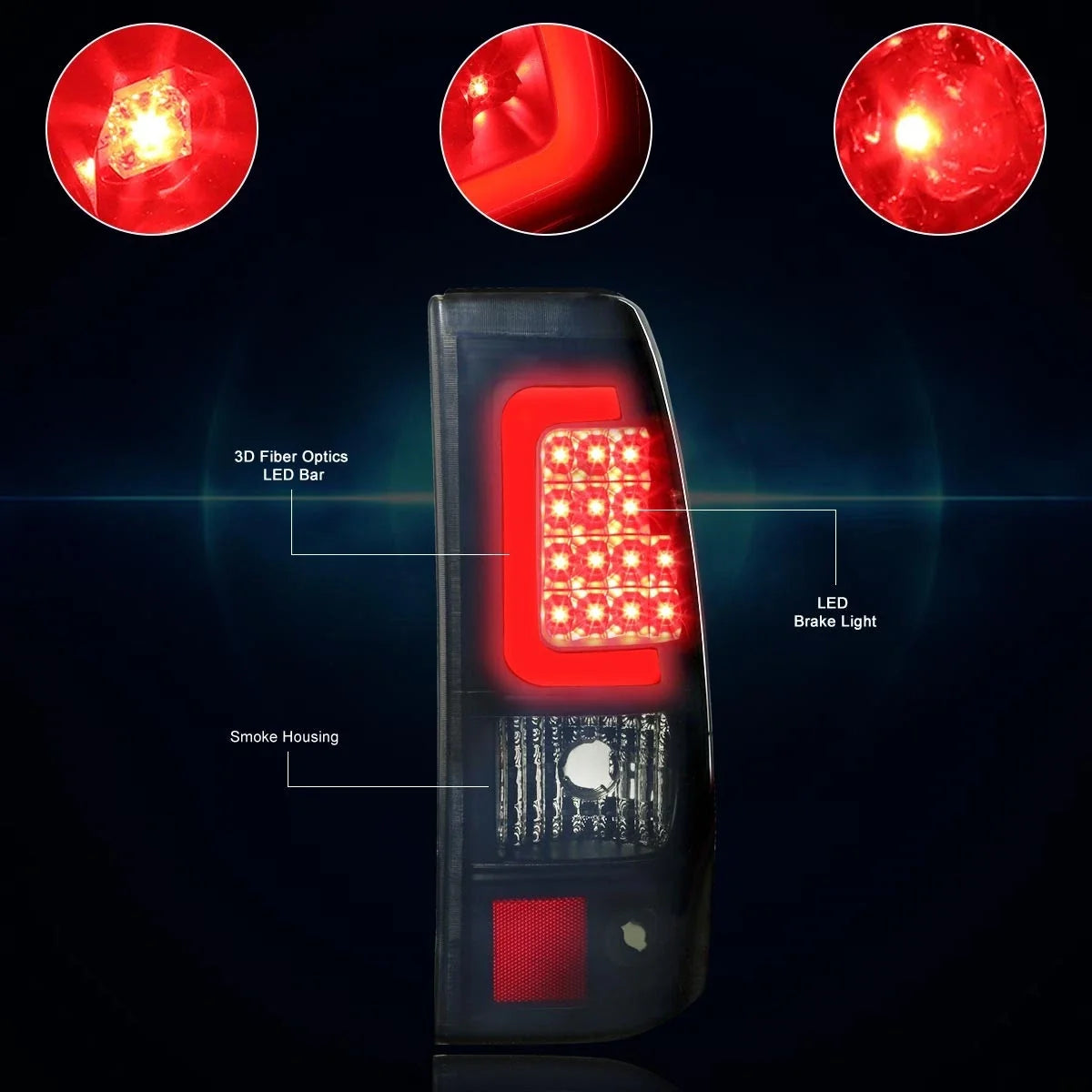 3D LED C-Bar Tail Light for Chevy Silverado (2003–2007) Tinted