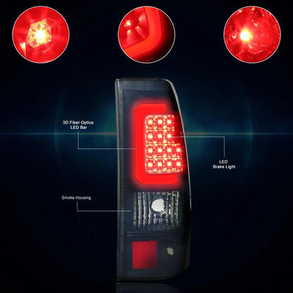 3D LED C-Bar Tail Light for Chevy Silverado (2003–2007) Tinted