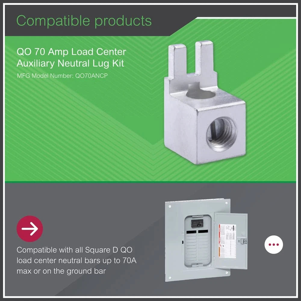 Square D QO70ANCP Auxiliary Neutral Lug Kit for Load Center
