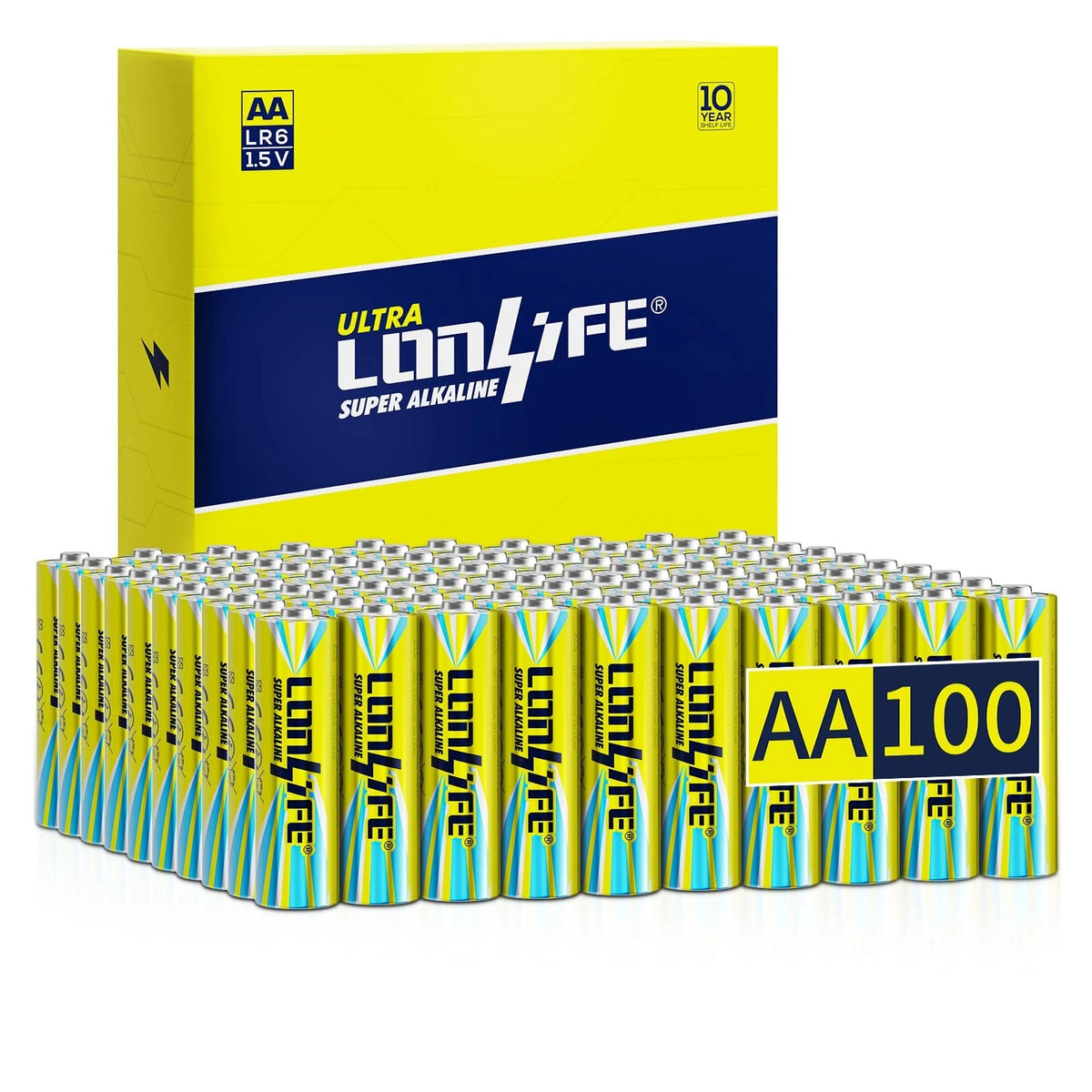 100 Pack AA Alkaline Batteries for Various Devices (No Specific Models)