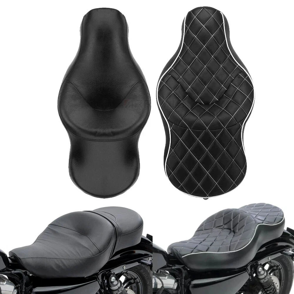 Black Driver & Rider Passenger Seat for Harley Sportster Iron 883 XL 1200 (2004–2023)