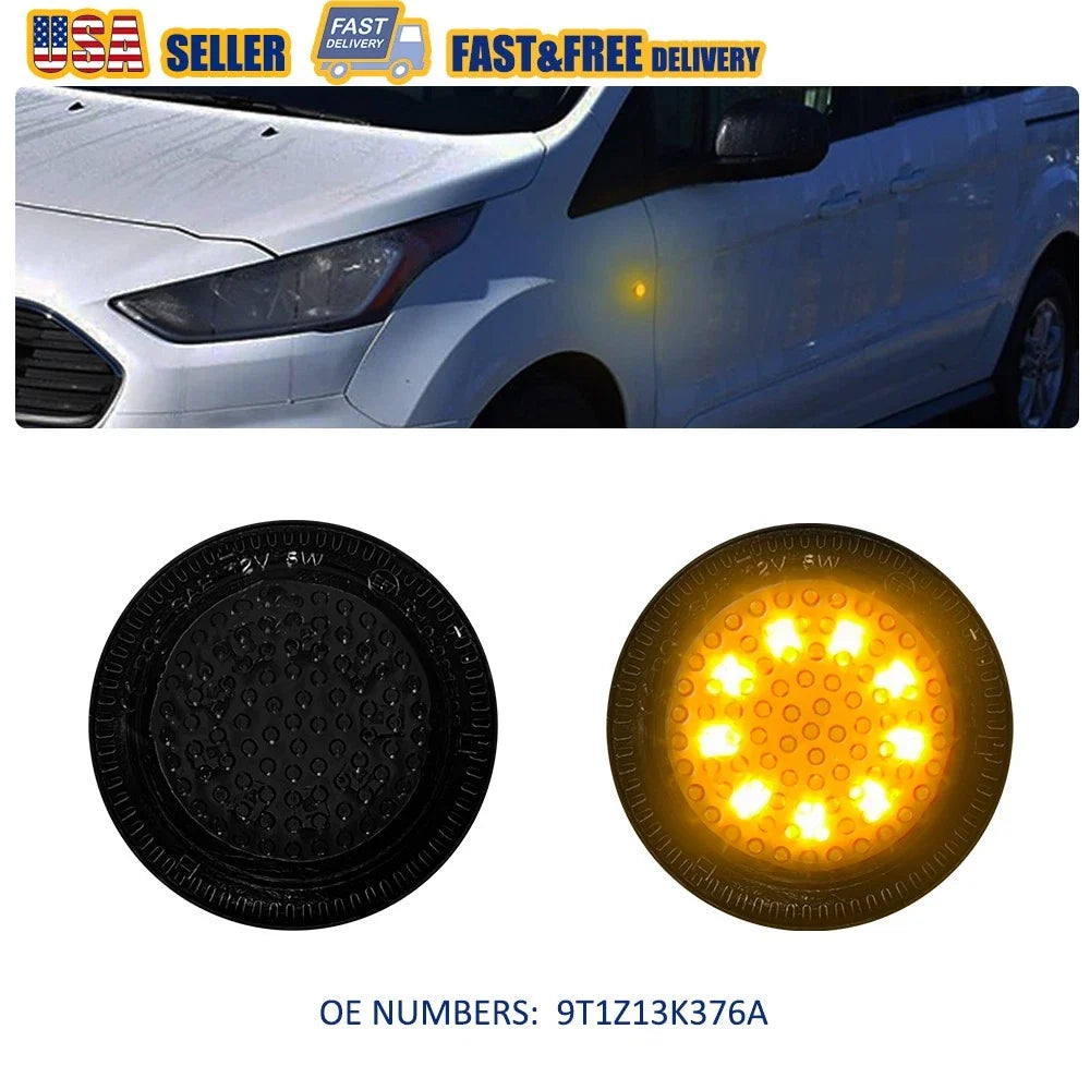 2X Smoke Amber LED Side Marker Repeater Light for Ford Transit Connect (2010–2021)