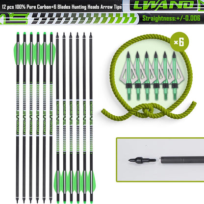 22-Inch Carbon Crossbow Bolts Arrows 8.8mm (0.003) - Black