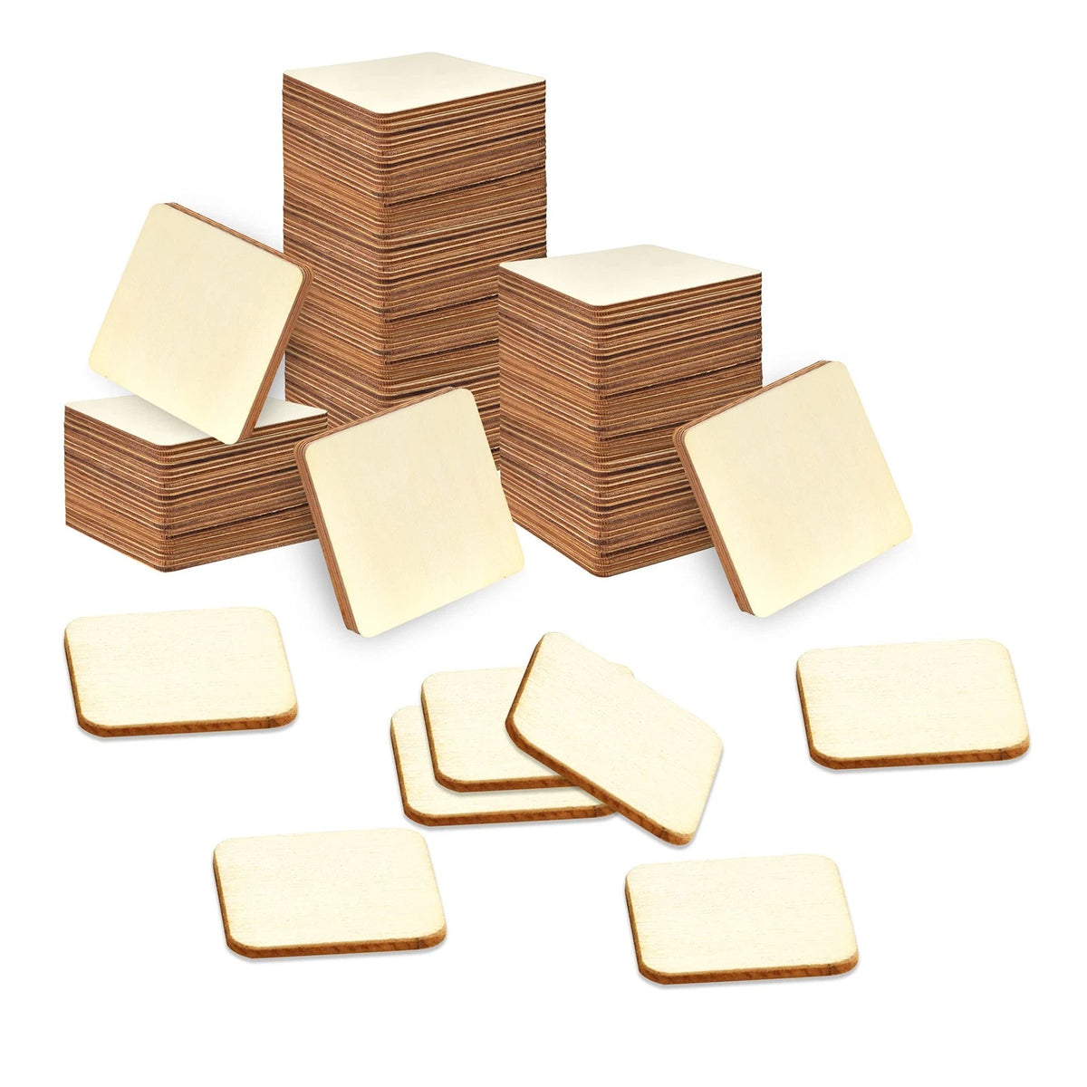 160 Pieces Unfinished Wooden Squares 1.5 x 1.5 Inches