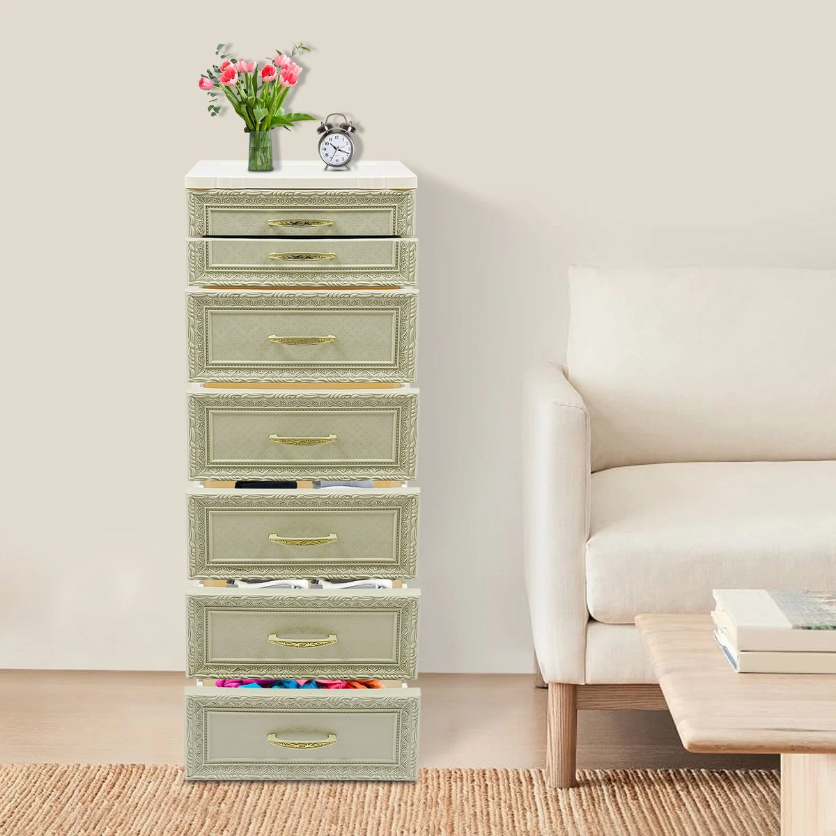 7 Drawer Dresser for Bedroom Tall Chest of Drawers Clothes Organizer