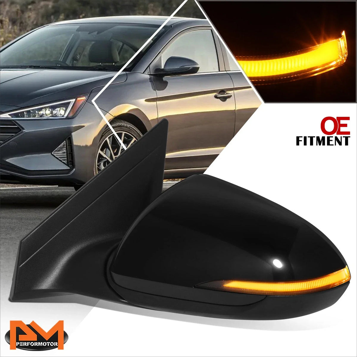 Heated Turn Signal Side Door Mirror Left for Elantra (2019–2020)